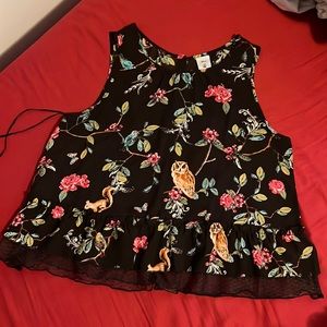 LC Lauren Conrad Crop Top Brown Snow White M NWT